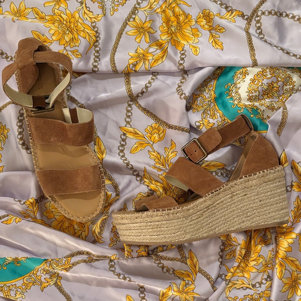 Soludos Brown Suede Wedge Sandals